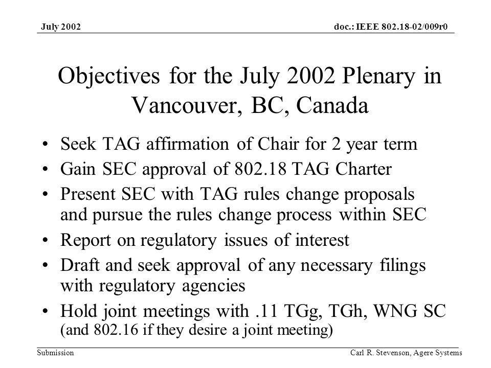 doc.: IEEE /009r0 Submission July 2002 Carl R.