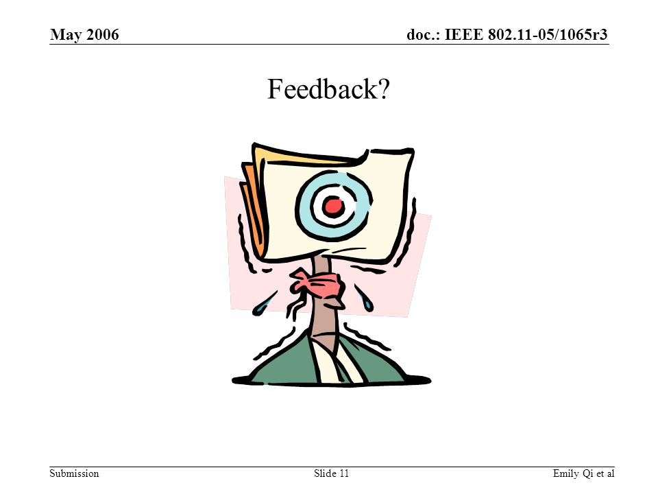 doc.: IEEE /1065r3 Submission May 2006 Emily Qi et alSlide 11 Feedback