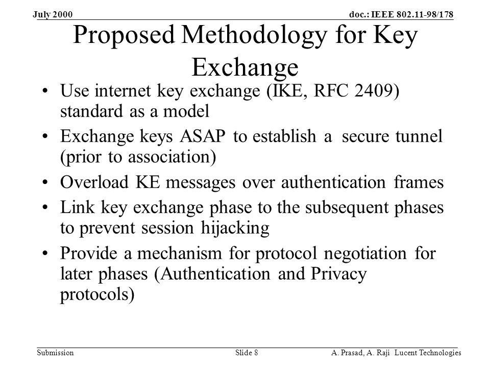 doc.: IEEE /178 Submission July 2000 A. Prasad, A.