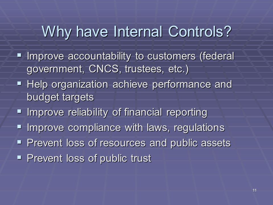 11 Why have Internal Controls.