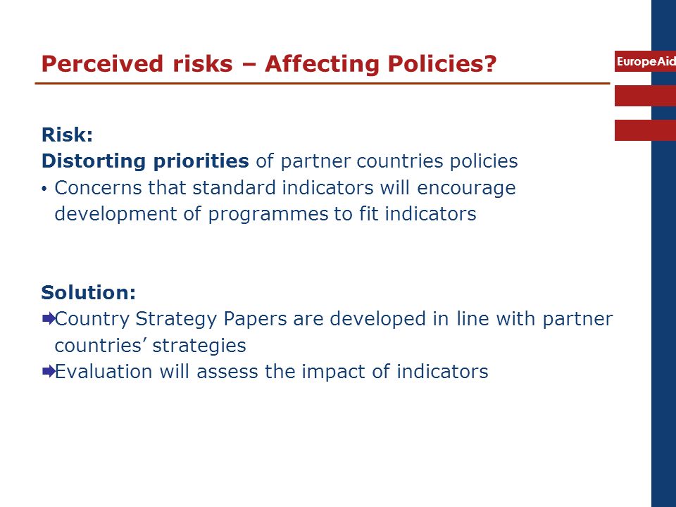 EuropeAid Perceived risks – Affecting Policies.