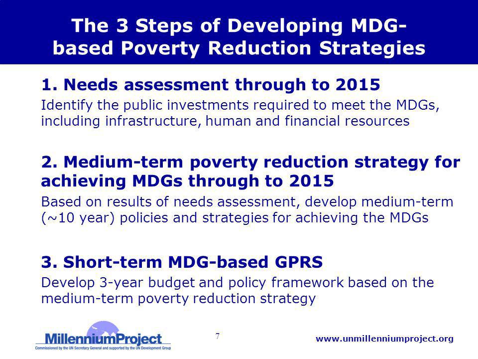 7   The 3 Steps of Developing MDG- based Poverty Reduction Strategies 1.