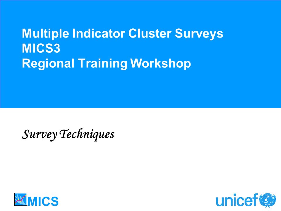 Multiple Indicator Cluster Surveys MICS3 Regional Training Workshop Survey Techniques