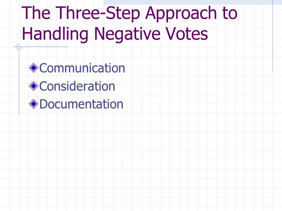 The Three-Step Approach to Handling Negative Votes Communication Consideration Documentation