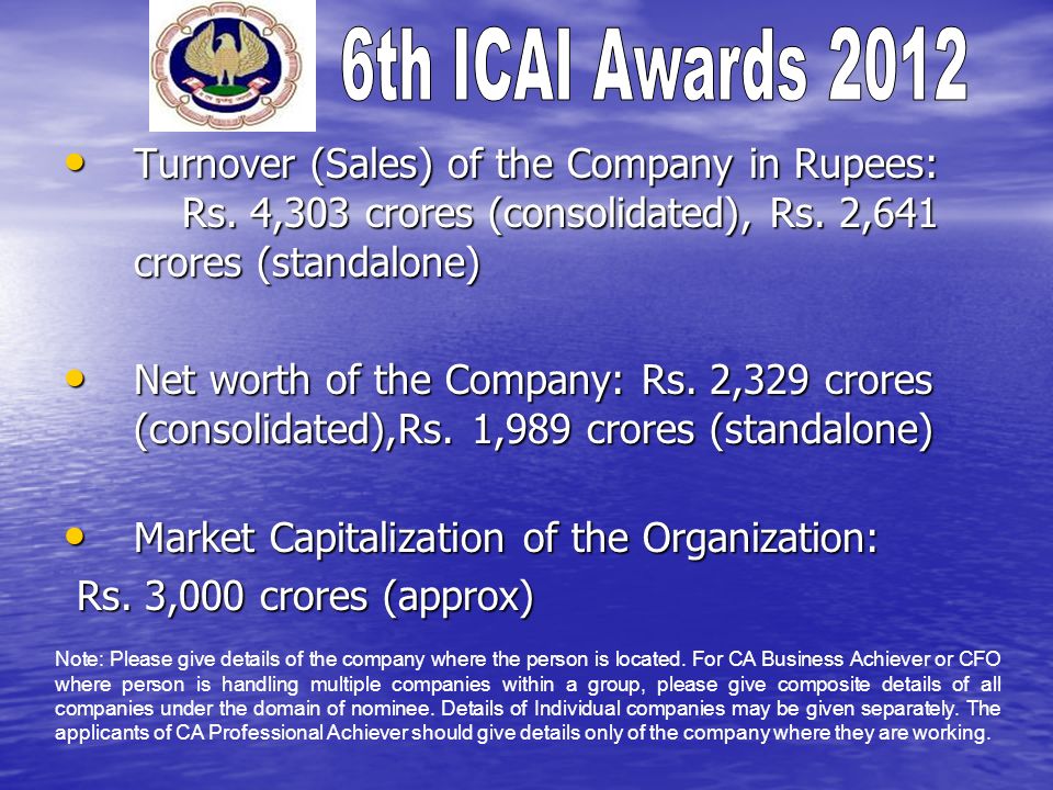 Turnover (Sales) of the Company in Rupees: Rs. 4,303 crores (consolidated), Rs.