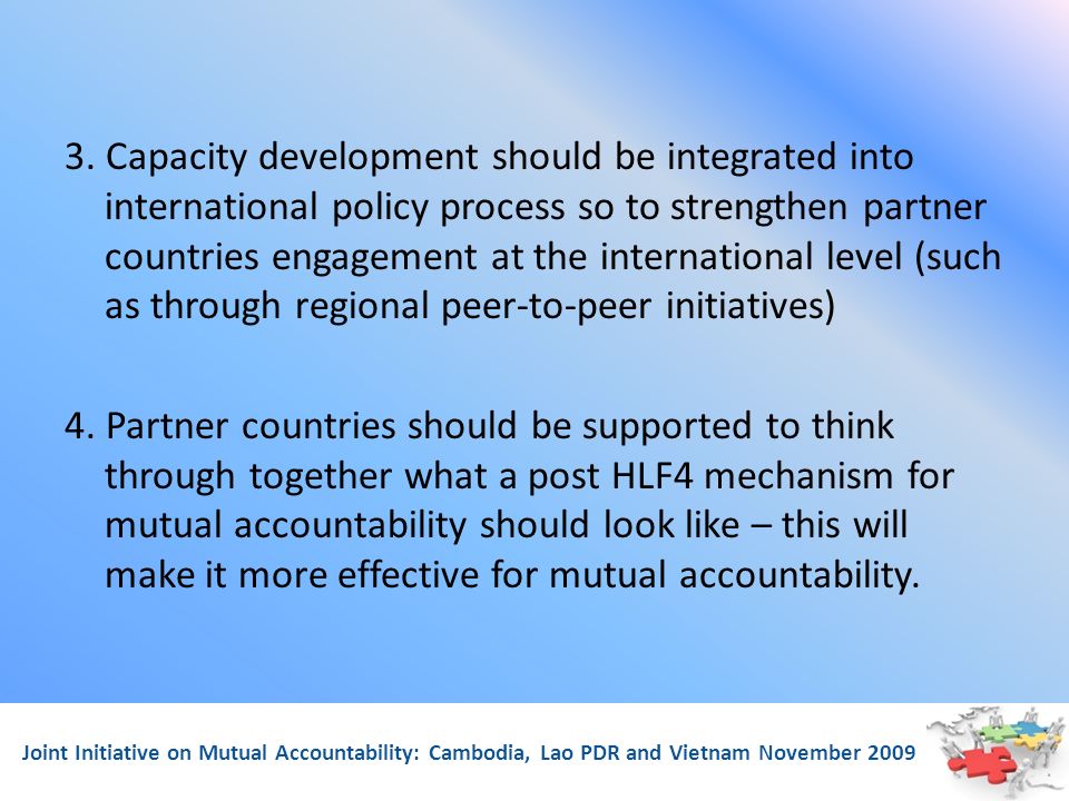 Joint Initiative on Mutual Accountability: Cambodia, Lao PDR and Vietnam November