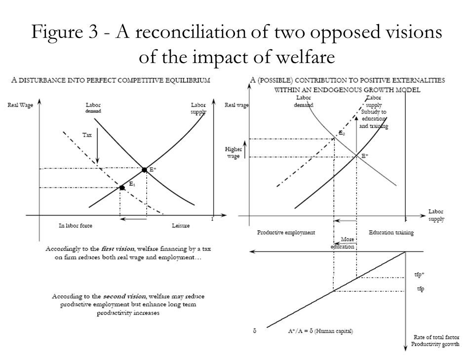 Figure 3 - A reconciliation of two opposed visions of the impact of welfare