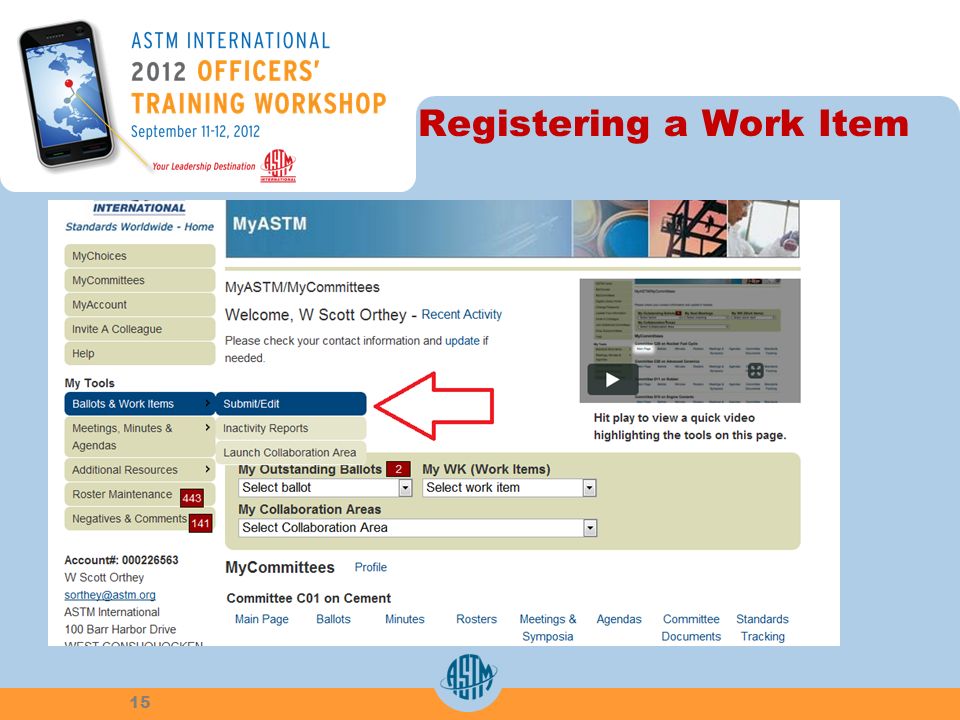 Registering a Work Item 15