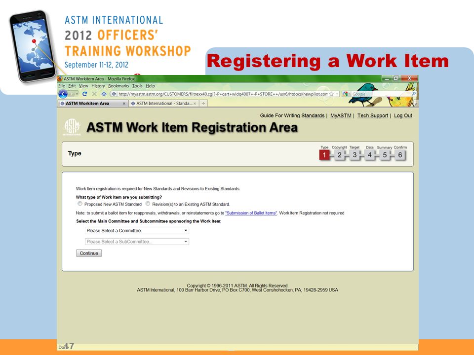 Registering a Work Item 17