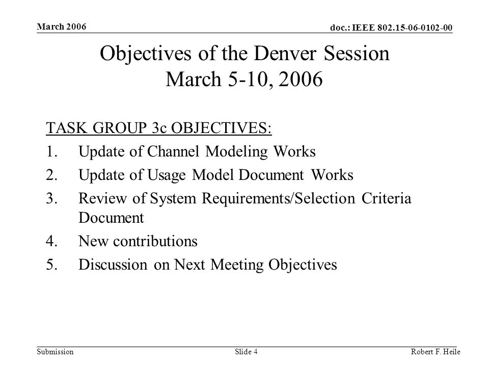 doc.: IEEE Submission March 2006 Robert F.