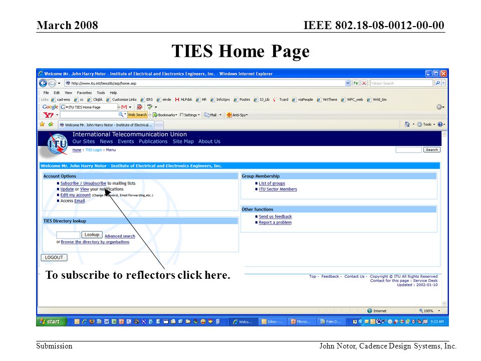 IEEE Submission TIES Home Page To subscribe to reflectors click here.