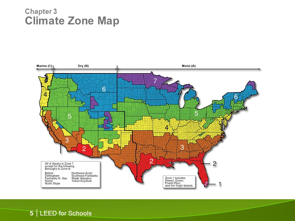LEED for Schools 5 Chapter 3 Climate Zone Map