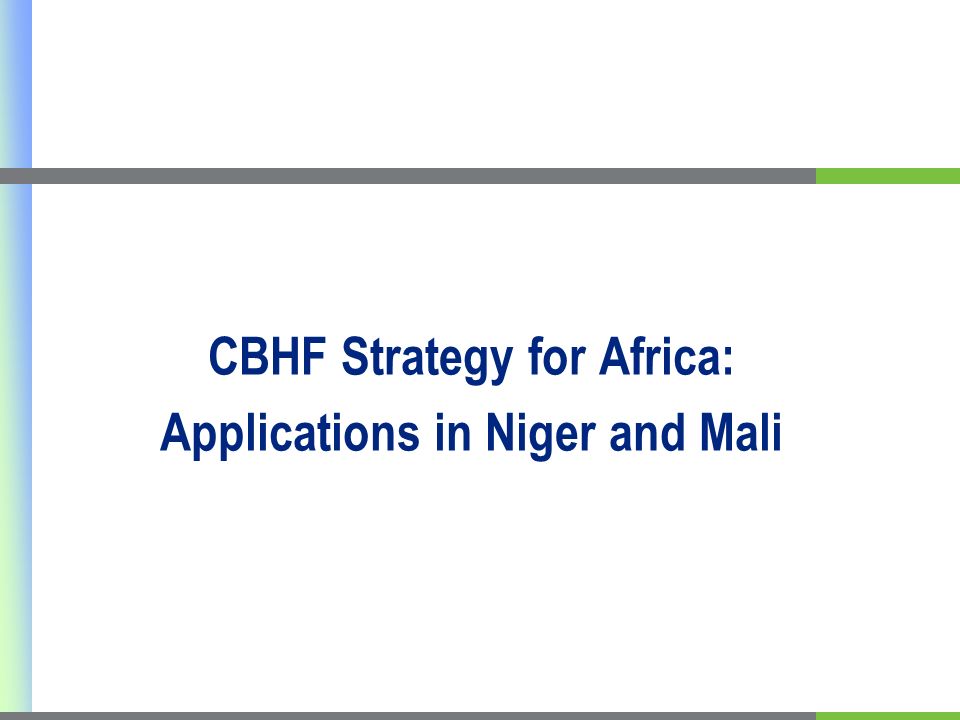 CBHF Strategy for Africa: Applications in Niger and Mali