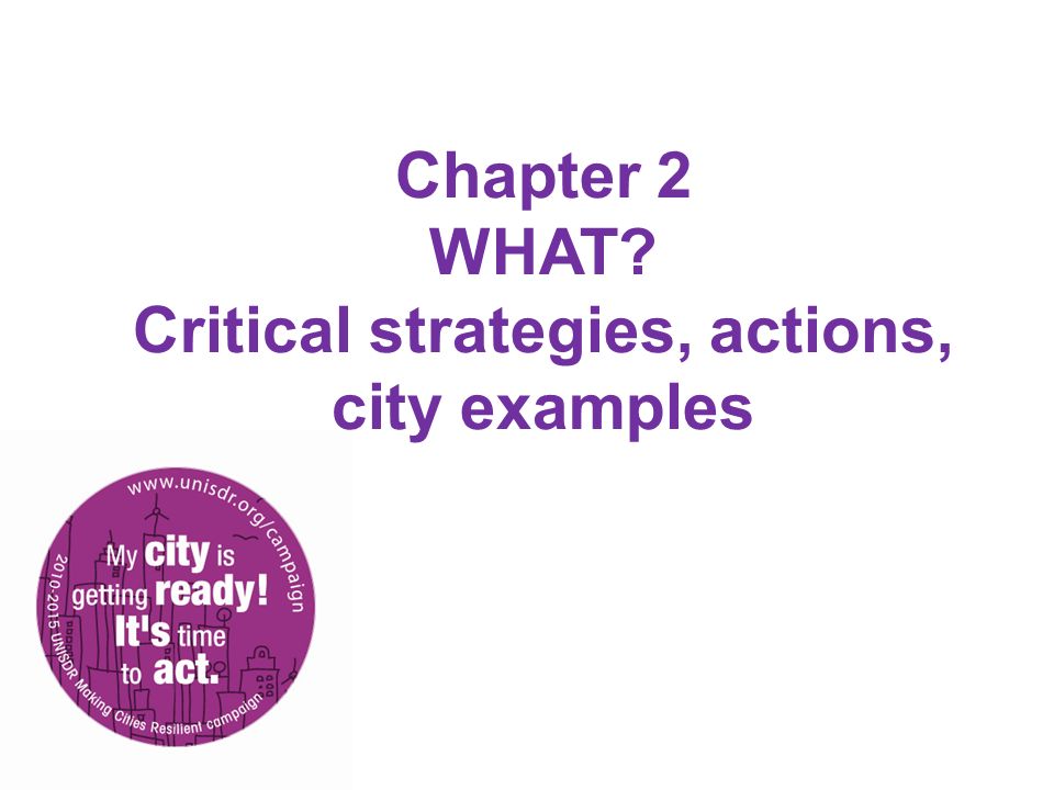 Chapter 2 WHAT Critical strategies, actions, city examples