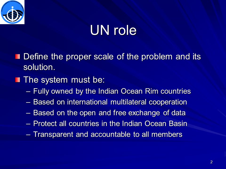 2 UN role Define the proper scale of the problem and its solution.