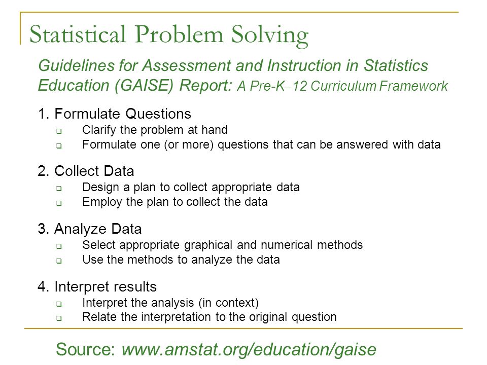 Solving Statistical Problems