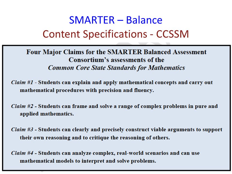 SMARTER – Balance Content Specifications - CCSSM