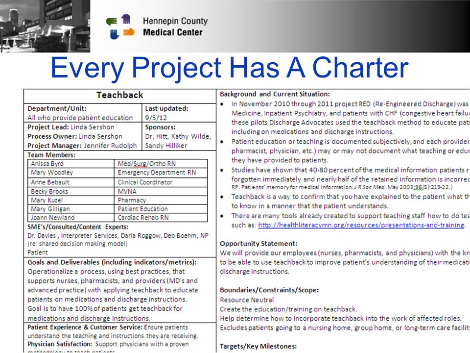 Every Project Has A Charter