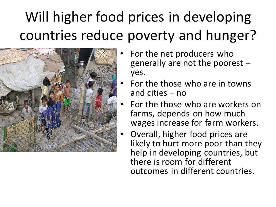 Will higher food prices in developing countries reduce poverty and hunger.