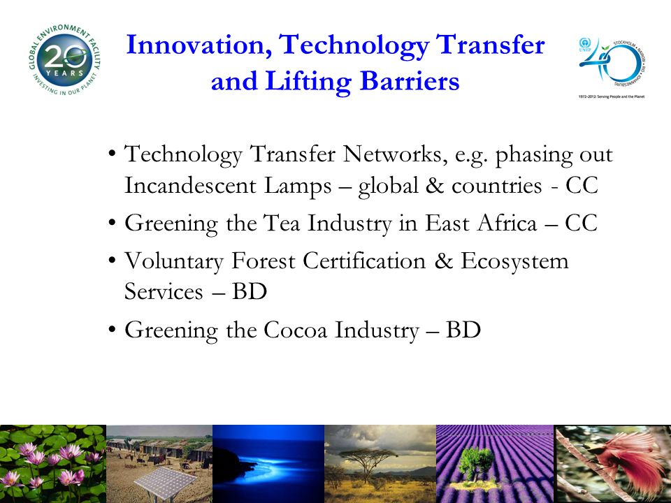 Innovation, Technology Transfer and Lifting Barriers Technology Transfer Networks, e.g.