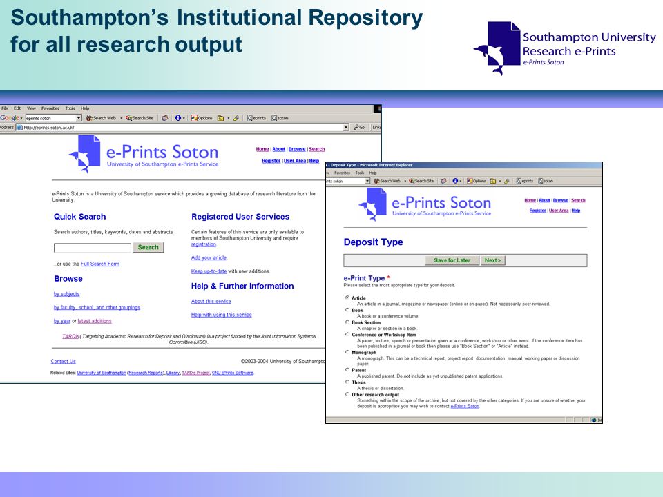 Southamptons Institutional Repository for all research output