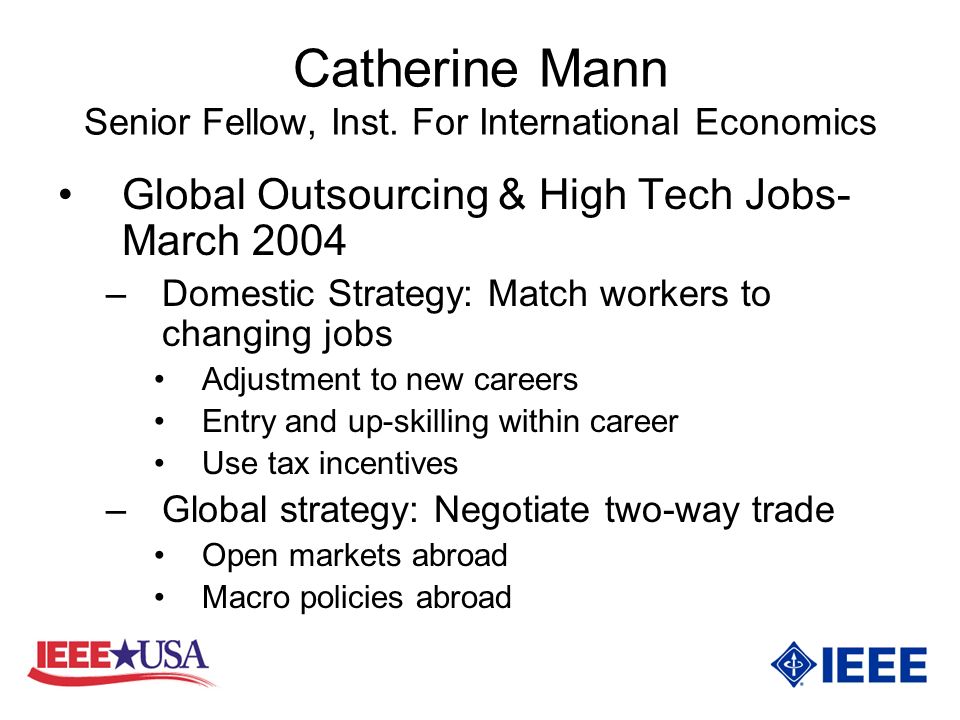 Catherine Mann Senior Fellow, Inst.