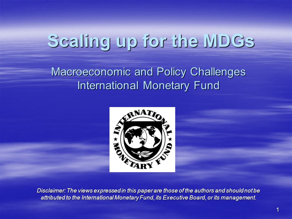 1 Macroeconomic and Policy Challenges International Monetary Fund Disclaimer: The views expressed in this paper are those of the authors and should not be attributed to the International Monetary Fund, its Executive Board, or its management.