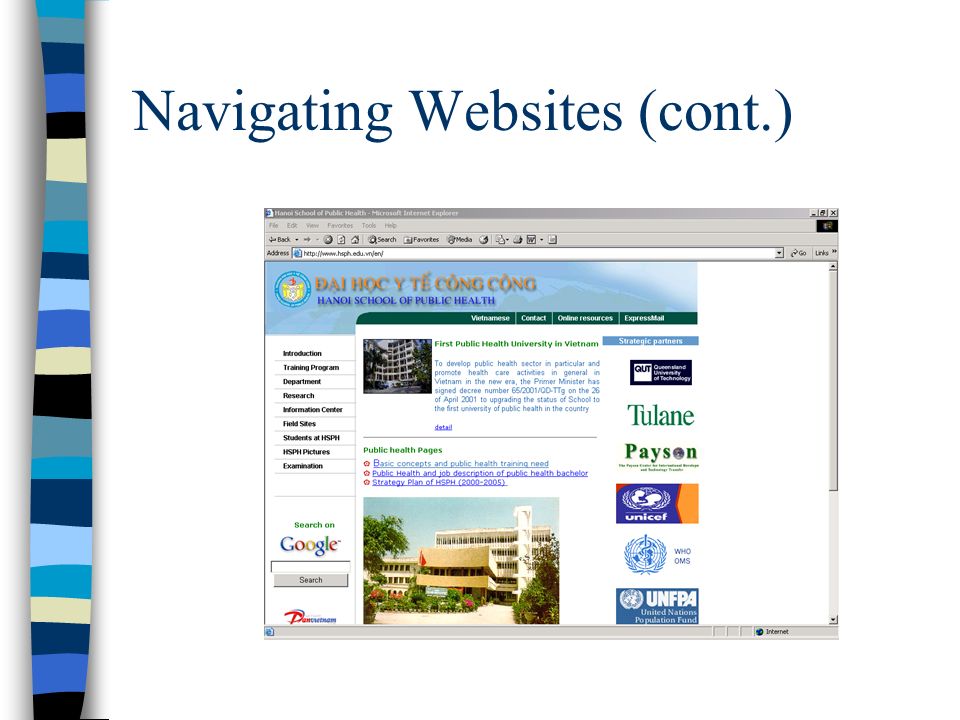 Navigating Websites (cont.)
