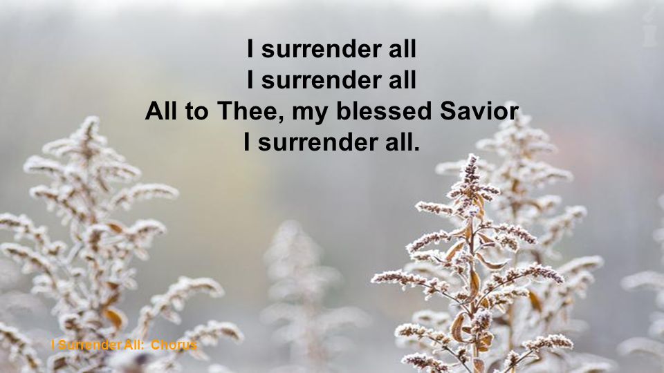 I surrender all All to Thee, my blessed Savior I surrender all. I Surrender All: Chorus