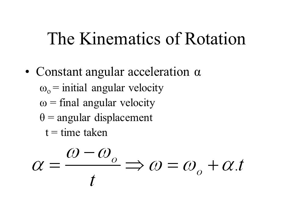 angular kinematics Honors physics - rotational kinematics displacement was discussed in terms of δx with rotational kinematics, you’ll use the angular coordinate θ instead. angular kinematics Honors physics - rotational kinematics displacement was discussed in terms of δx with rotational kinematics, you’ll use the angular coordinate θ instead.