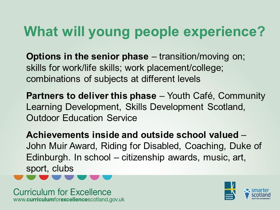 What will young people experience.
