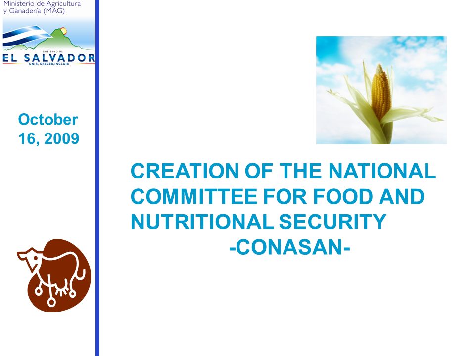 October 16, 2009 CREATION OF THE NATIONAL COMMITTEE FOR FOOD AND NUTRITIONAL SECURITY -CONASAN-