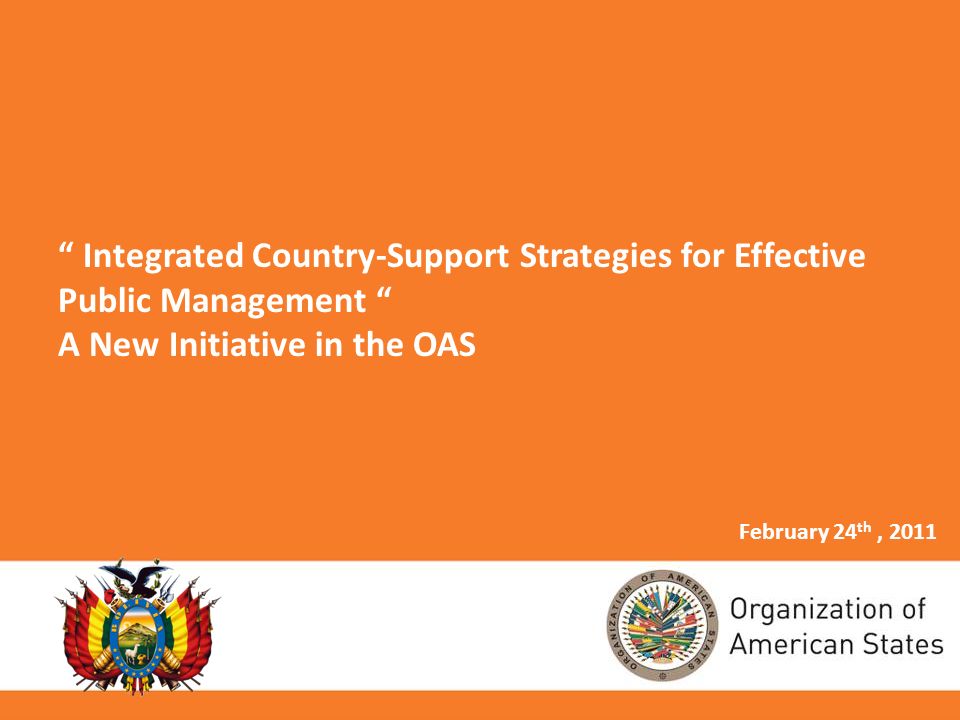 Integrated Country-Support Strategies for Effective Public Management A New Initiative in the OAS February 24 th, 2011