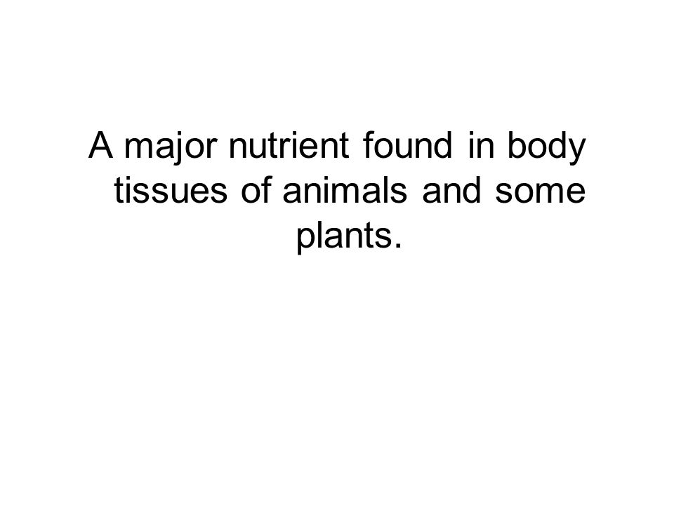 A major nutrient found in body tissues of animals and some plants.
