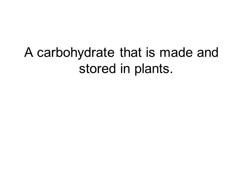 A carbohydrate that is made and stored in plants.