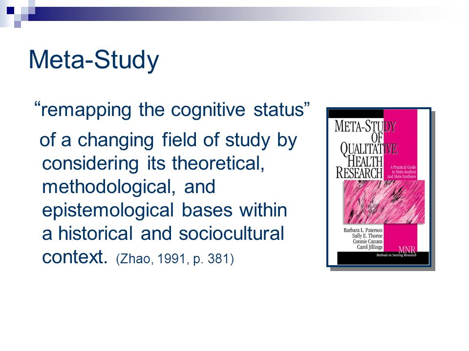 metasynthesis A metasynthesis was later conducted to explore the 19 interviews as one data set categories were identified, and important factors in eol care emerged. metasynthesis A metasynthesis was later conducted to explore the 19 interviews as one data set categories were identified, and important factors in eol care emerged.