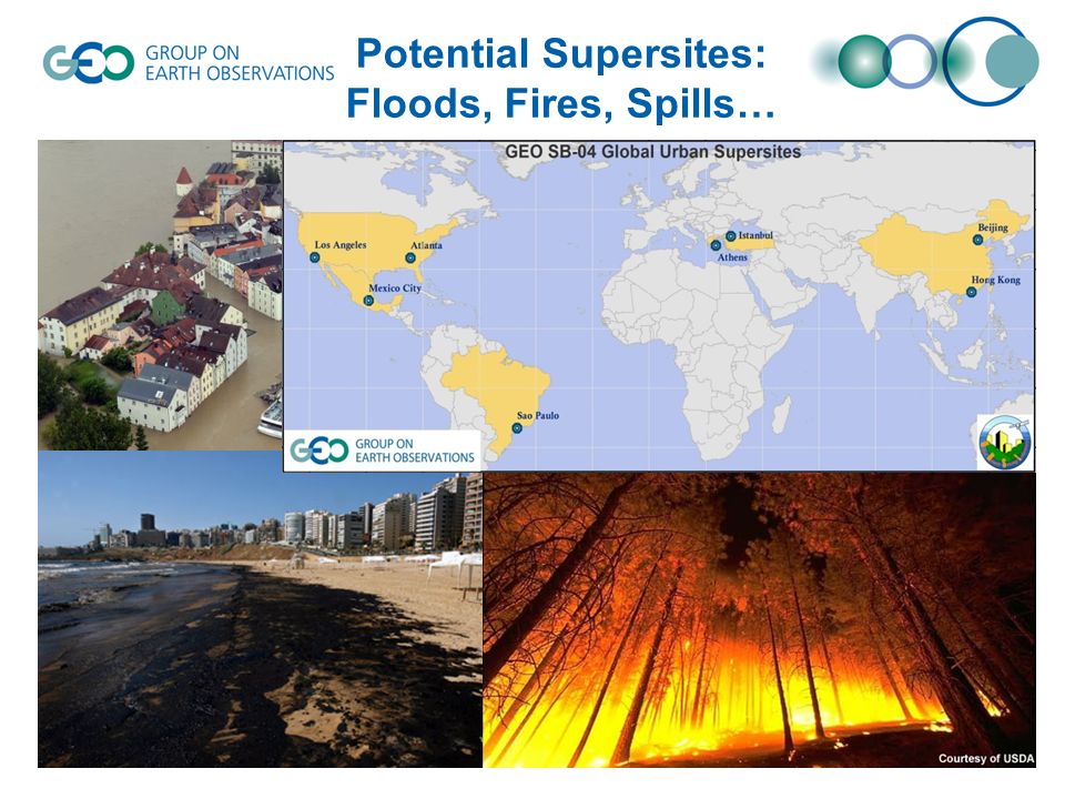 Potential Supersites: Floods, Fires, Spills…