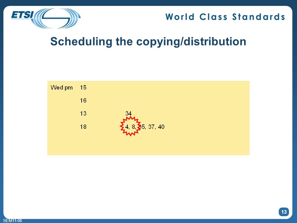 SEM Scheduling the copying/distribution