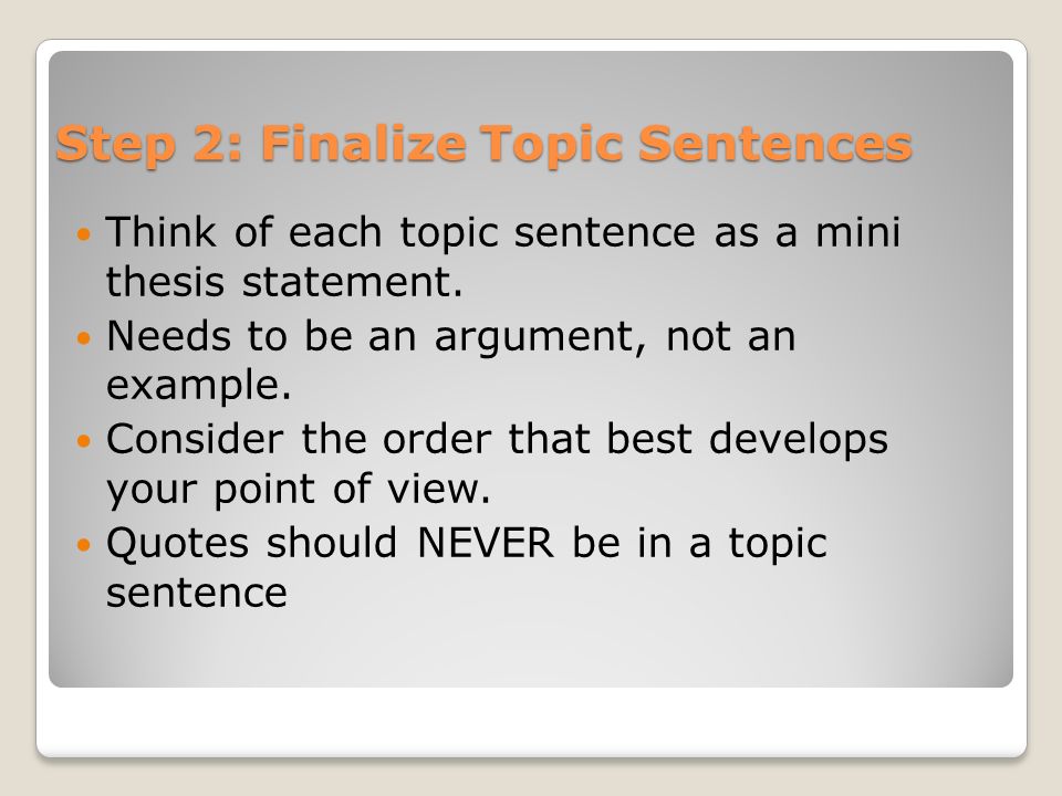Thesis topic sentence outline