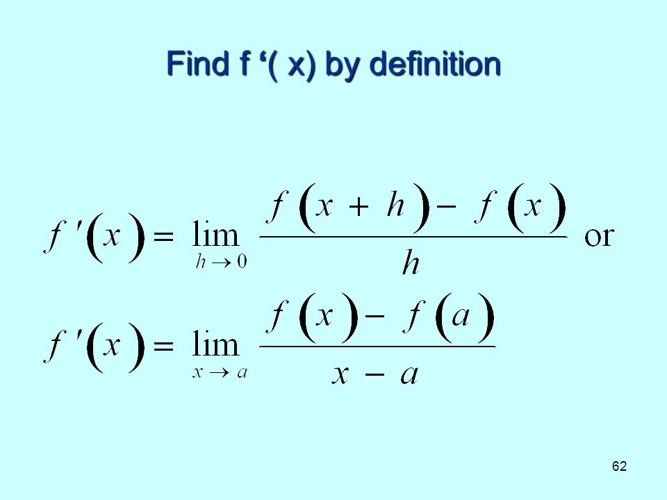 62 Find f ( x) by definition