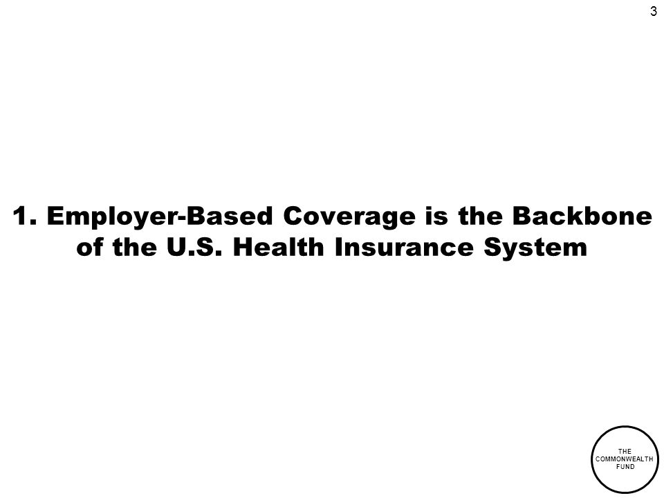 3 THE COMMONWEALTH FUND 1. Employer-Based Coverage is the Backbone of the U.S.