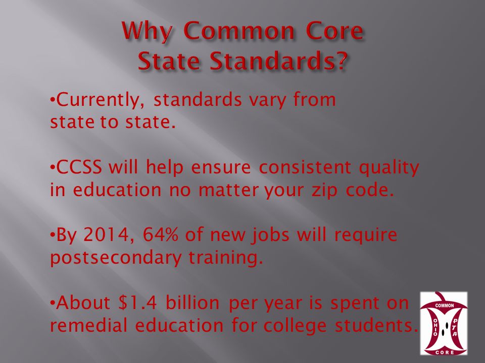 Currently, standards vary from state to state.