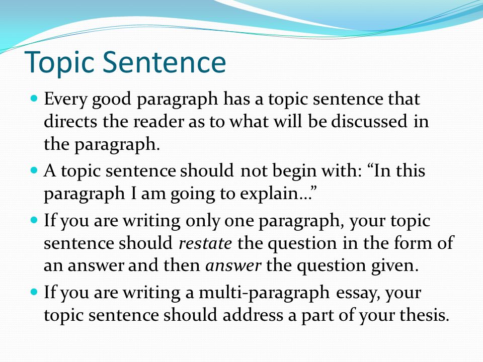 Good topic sentence for essay