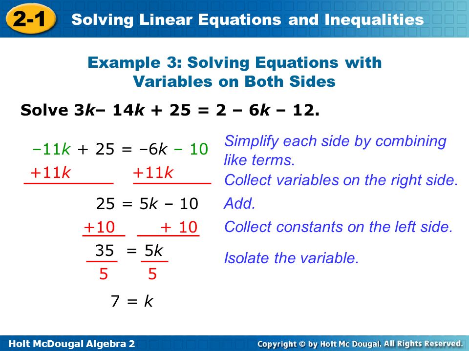 Solving Problems With Linear Equations