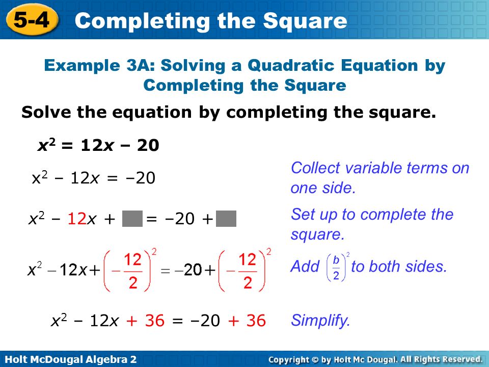 Algebra 2 Solving Quadratic Equations Math Solvers Solving Quadratic Equations By Factoring Worksheet Algebra 2 Completing The Square 5 4 Holt