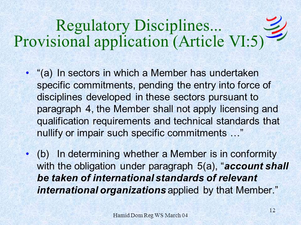 Hamid Dom Reg WS March Regulatory Disciplines...