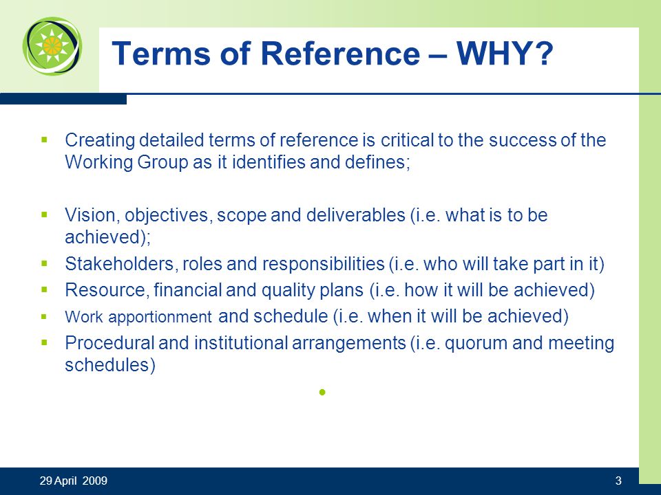 Terms of Reference – WHY.