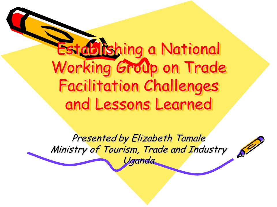 Establishing a National Working Group on Trade Facilitation Challenges and Lessons Learned Presented by Elizabeth Tamale Ministry of Tourism, Trade and Industry Uganda