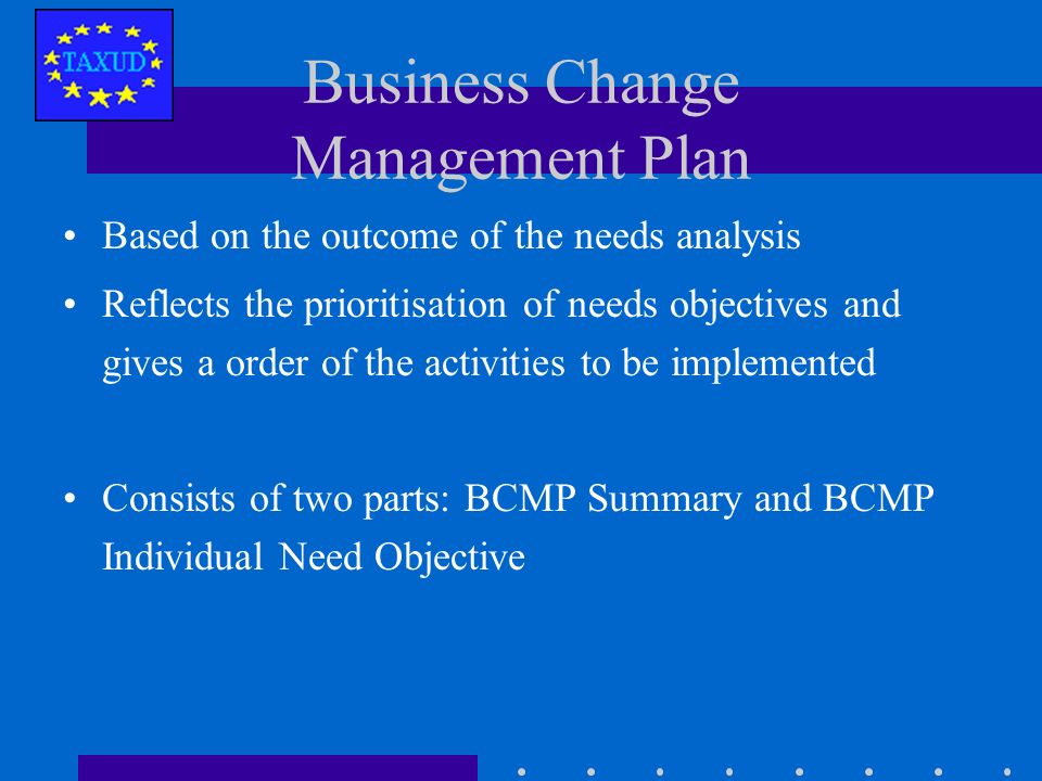 Needs Analysis Based on the outcome of the gap analysis To determine what needs to be done to bring performance in each customs functional area up to the standard described in the relevant blueprint Solutions to close the gap and meet the need objective are identified.