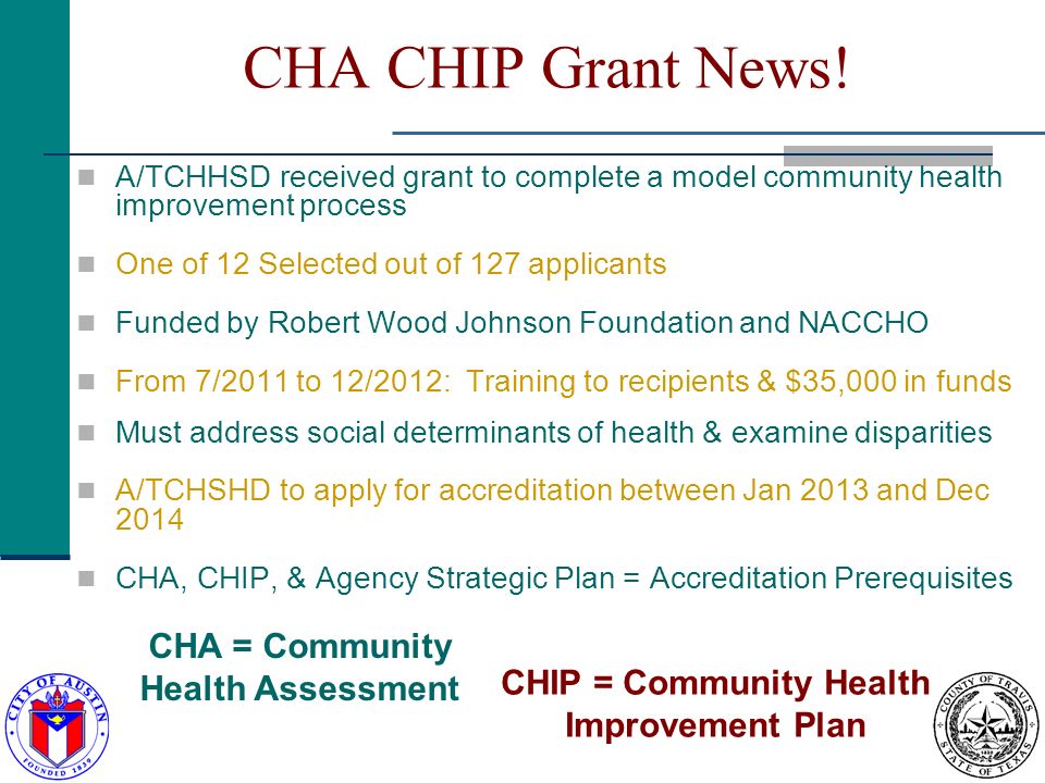 CHA CHIP Grant News.
